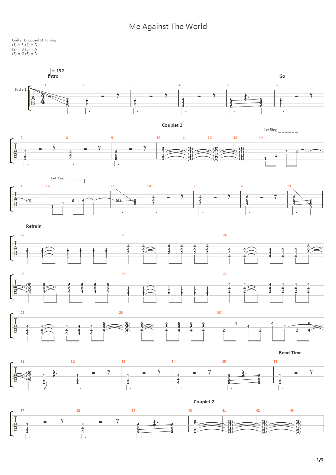 Me Against The World吉他谱