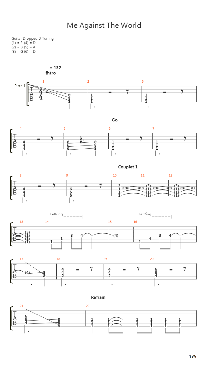 Me Against The World吉他谱