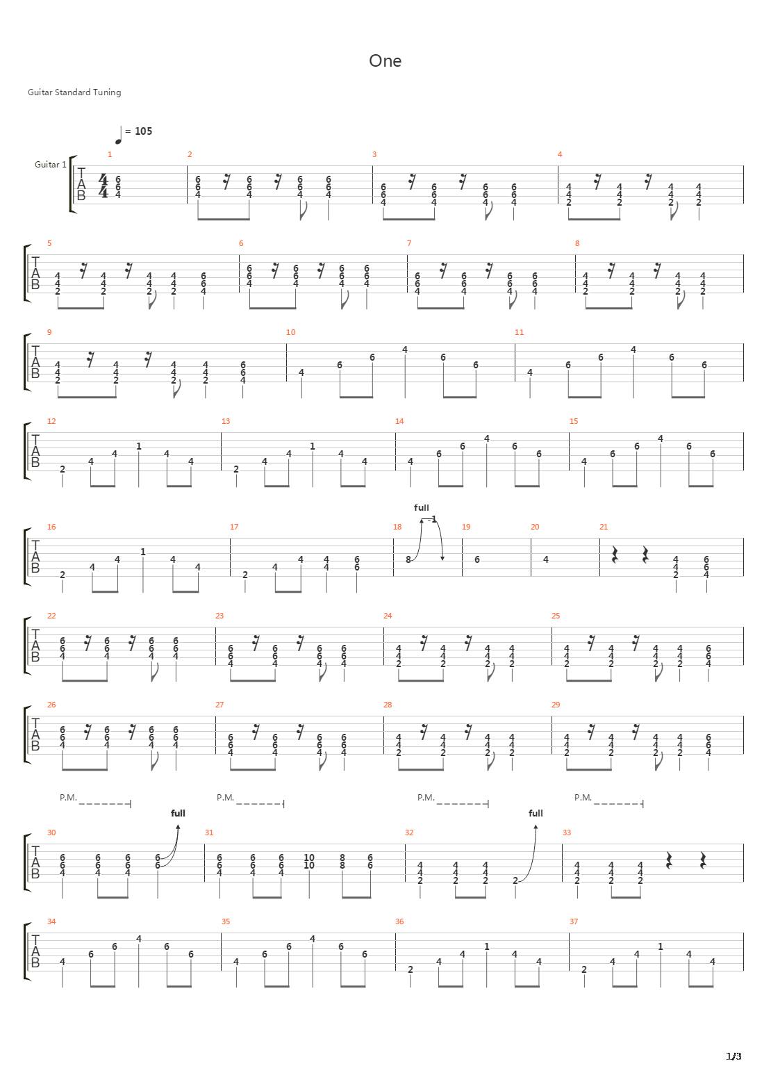 One吉他谱