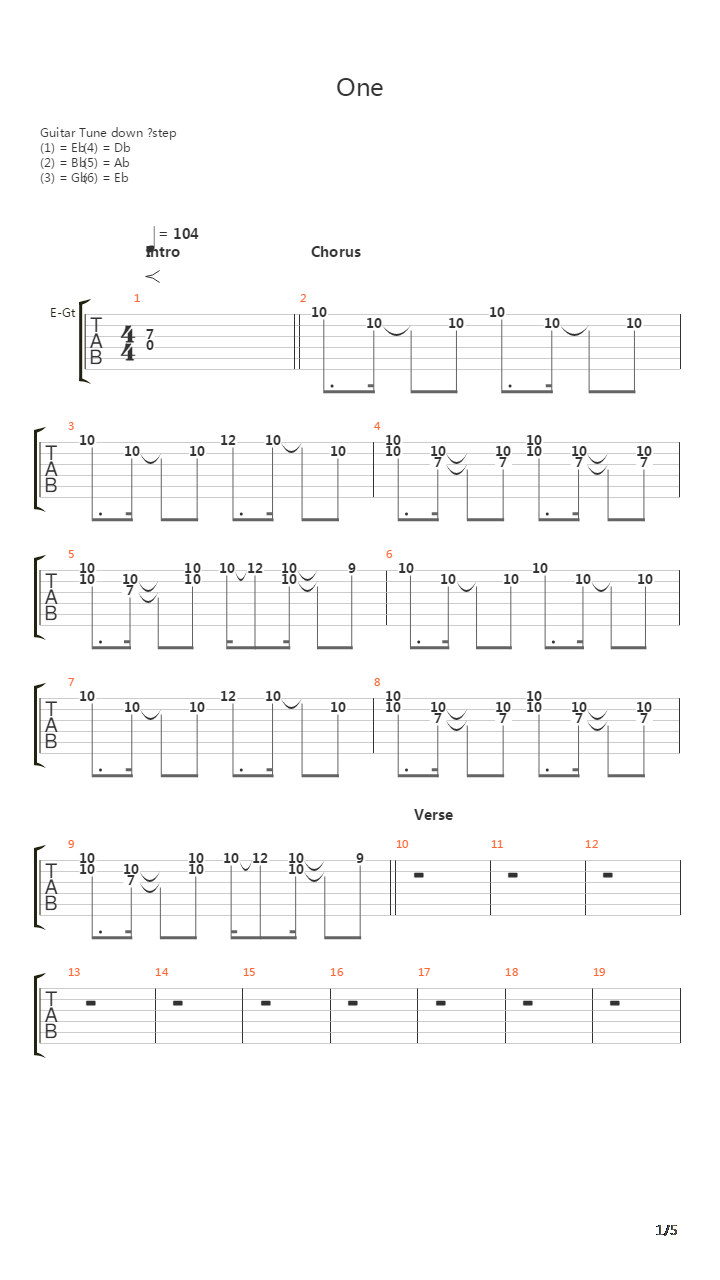 One吉他谱