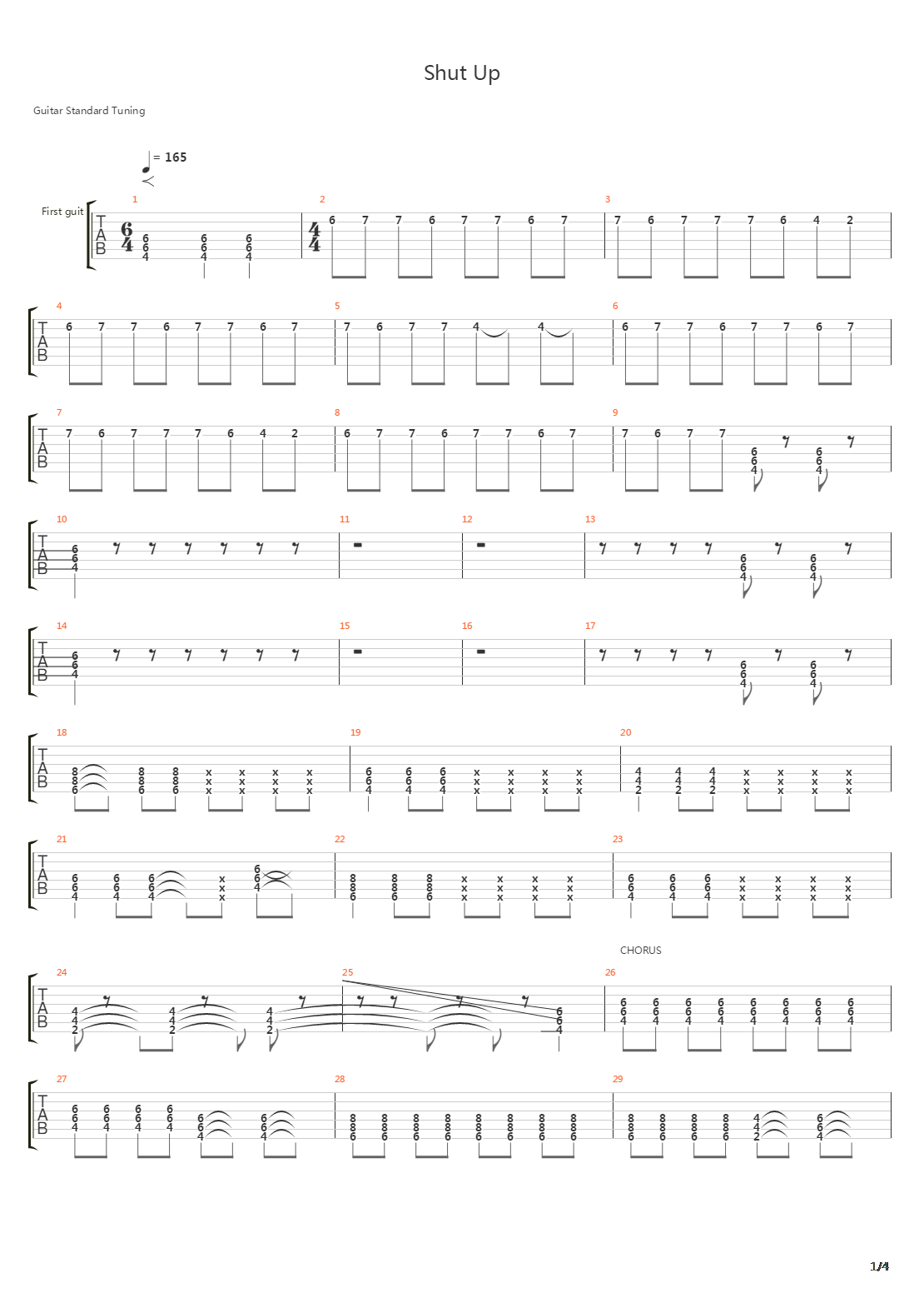 Shut Up吉他谱