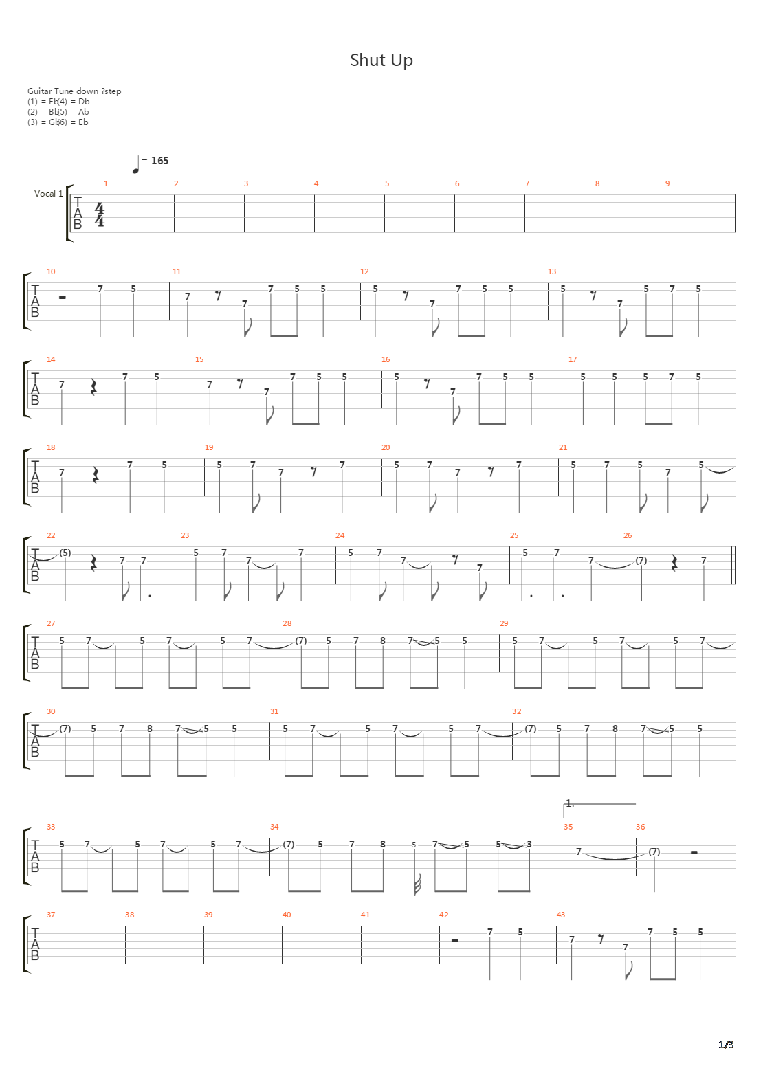 Shut Up吉他谱