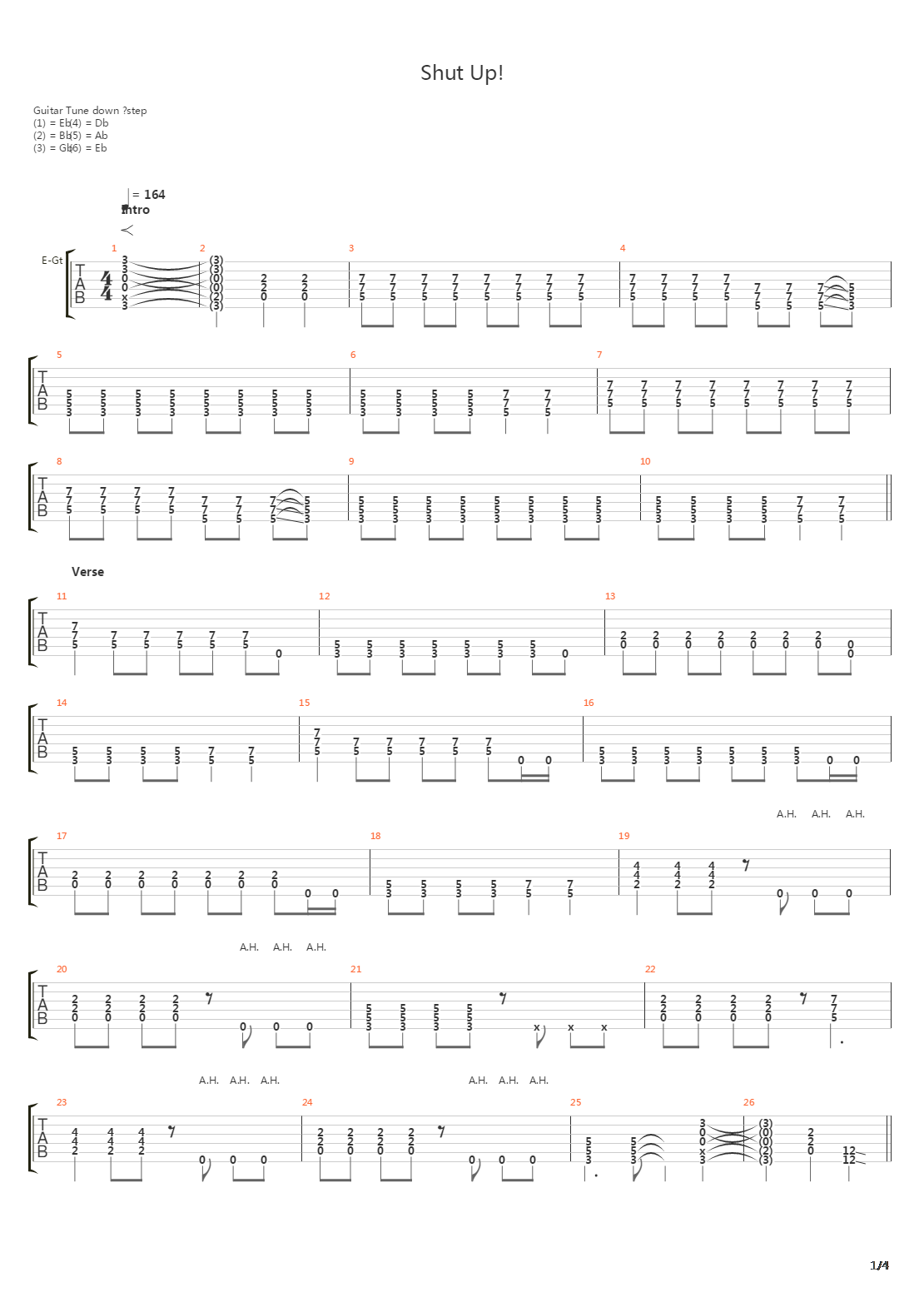 Shut Up吉他谱