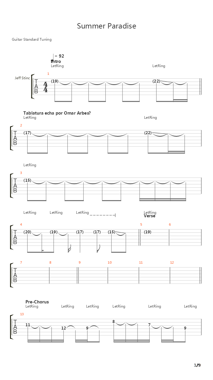Summer Paradise吉他谱