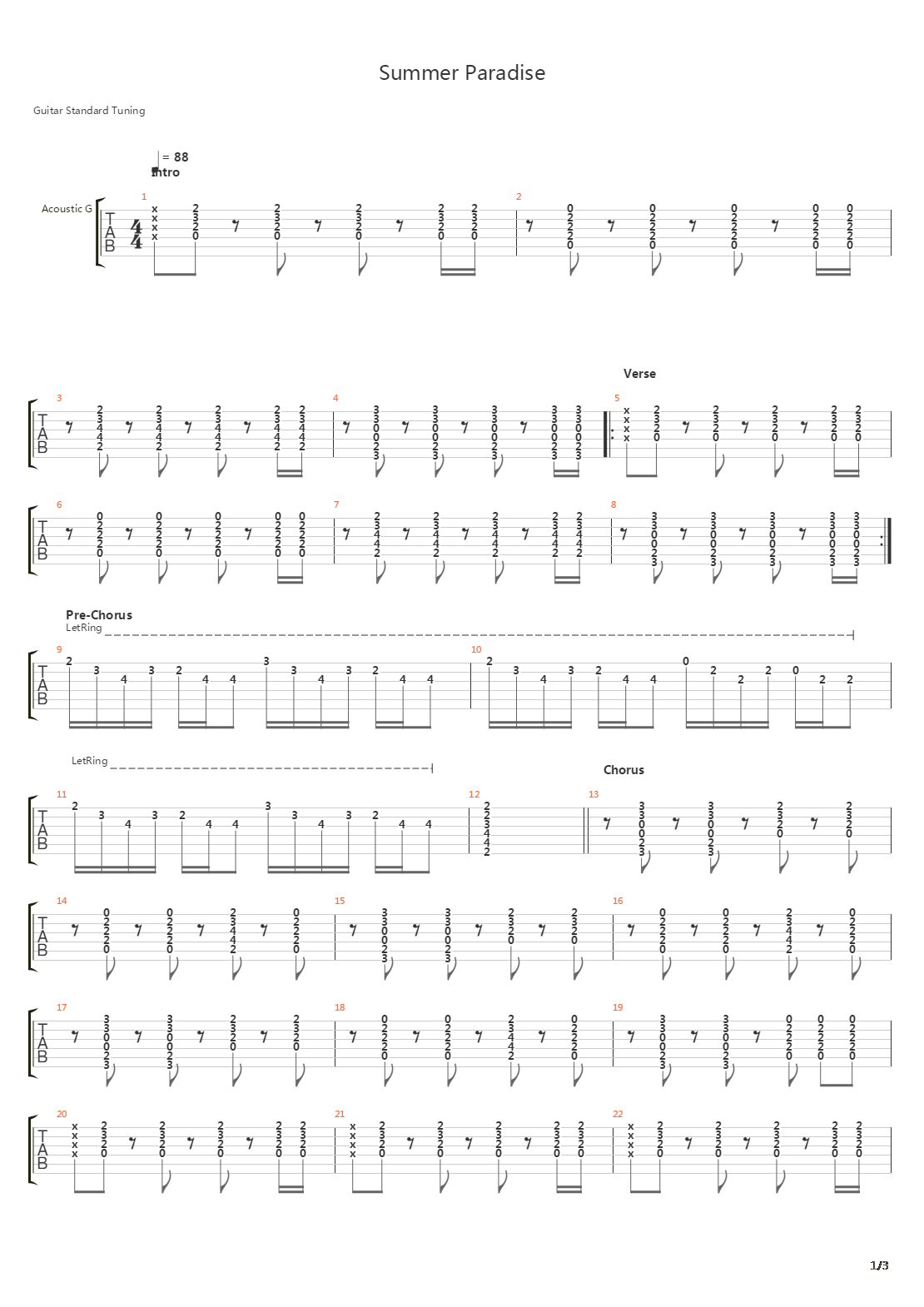 Summer Paradise吉他谱