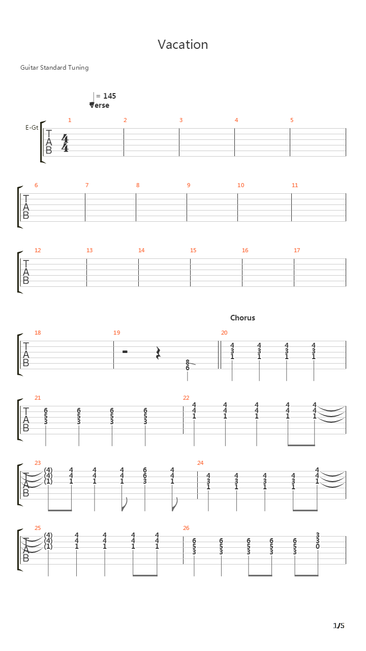Vacation吉他谱