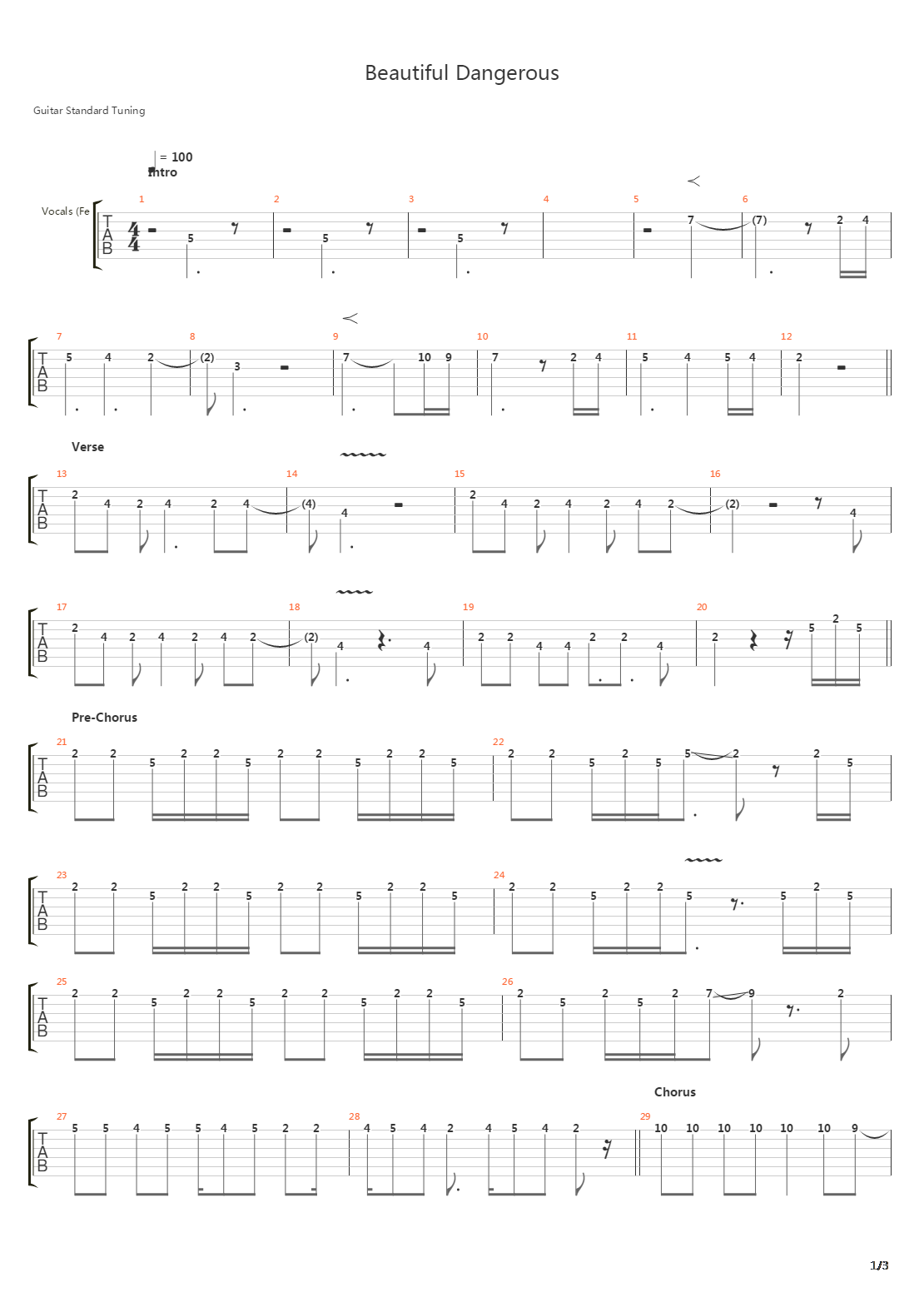 Beautiful Dangerous吉他谱