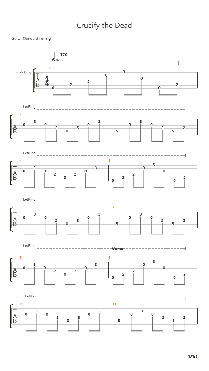 Crucify The Dead吉他谱