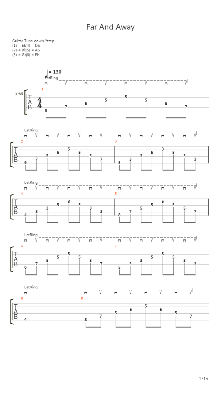 Far And Away吉他谱