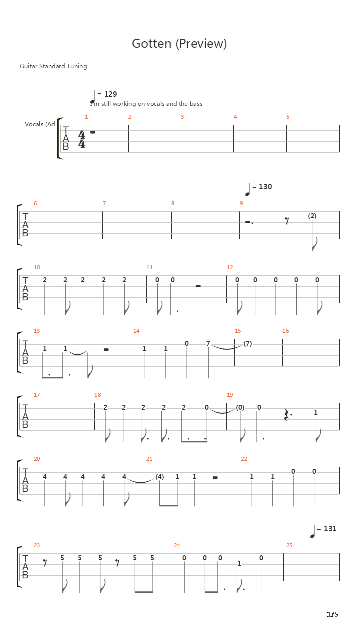 Gotten吉他谱