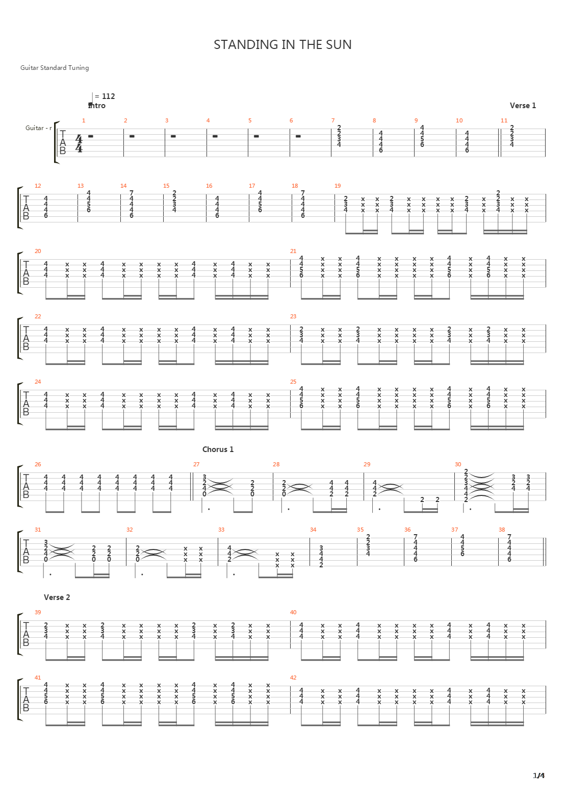 Standing In The Sun吉他谱