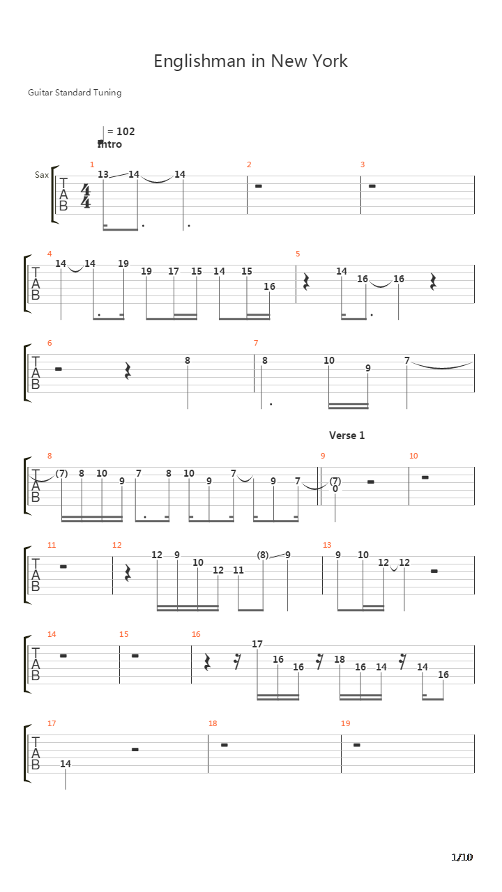 Englishman In New York吉他谱
