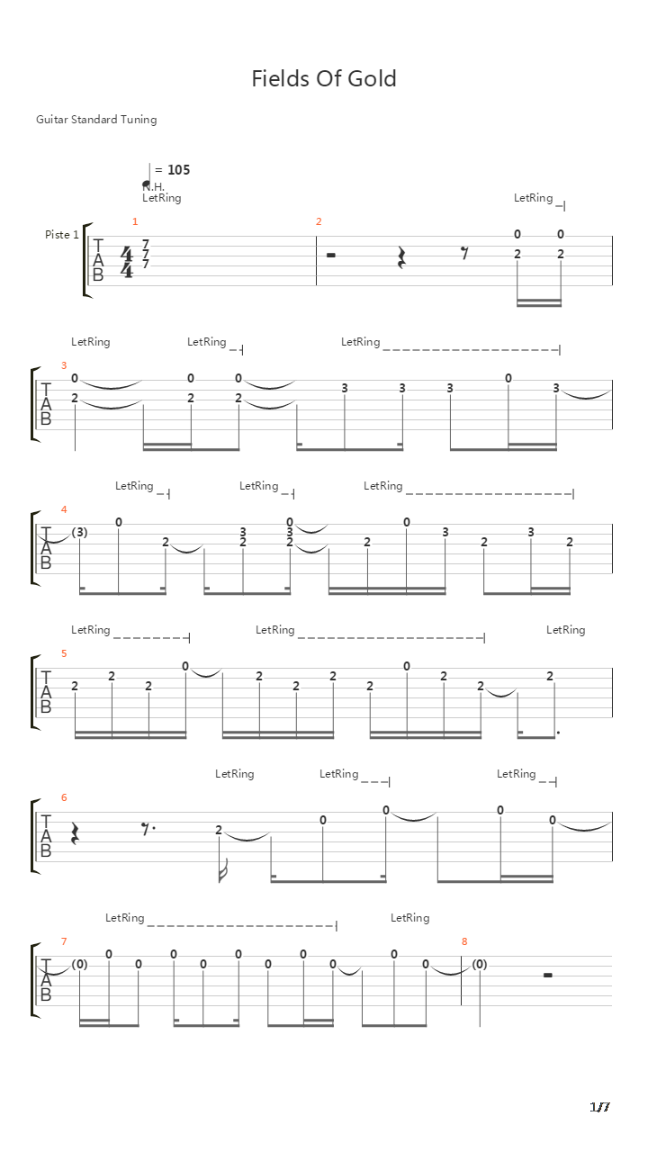 Fields Of Gold吉他谱