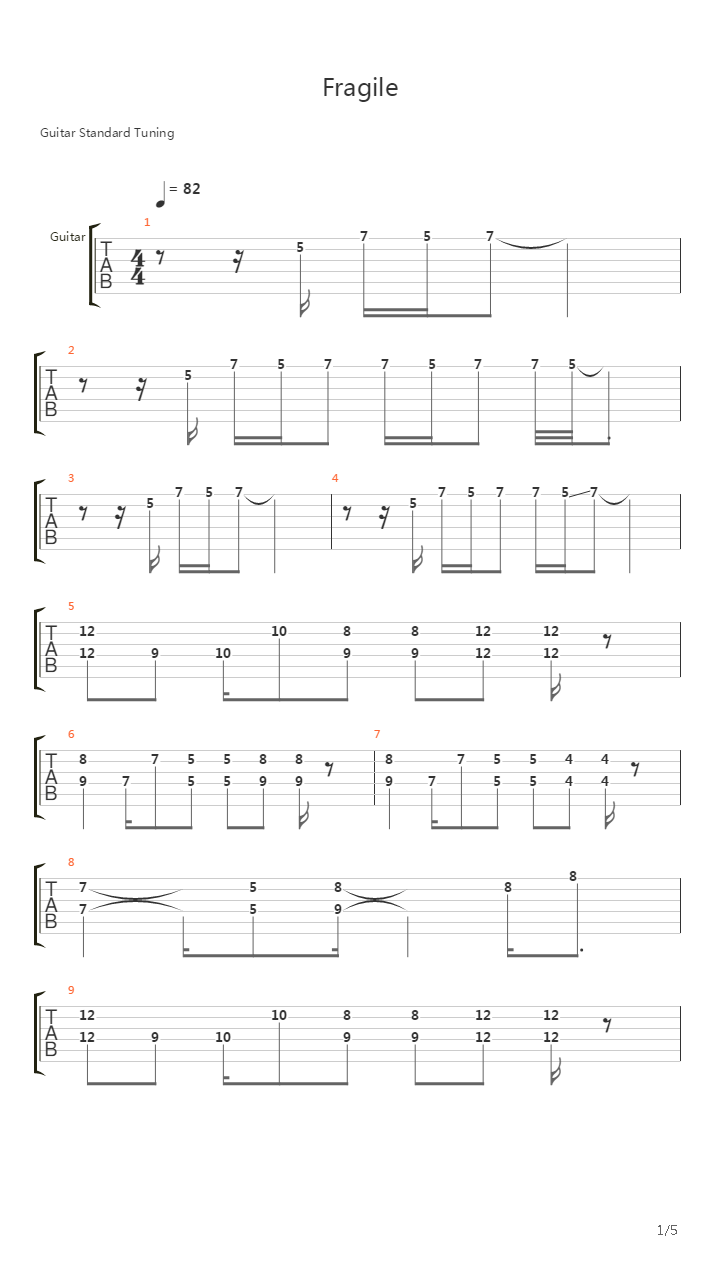 Fragile吉他谱
