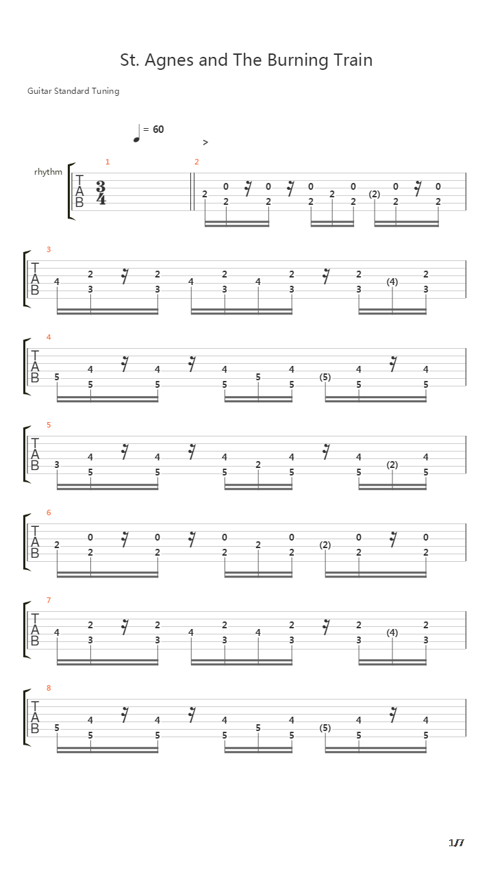 St Agnes And The Burning Train吉他谱