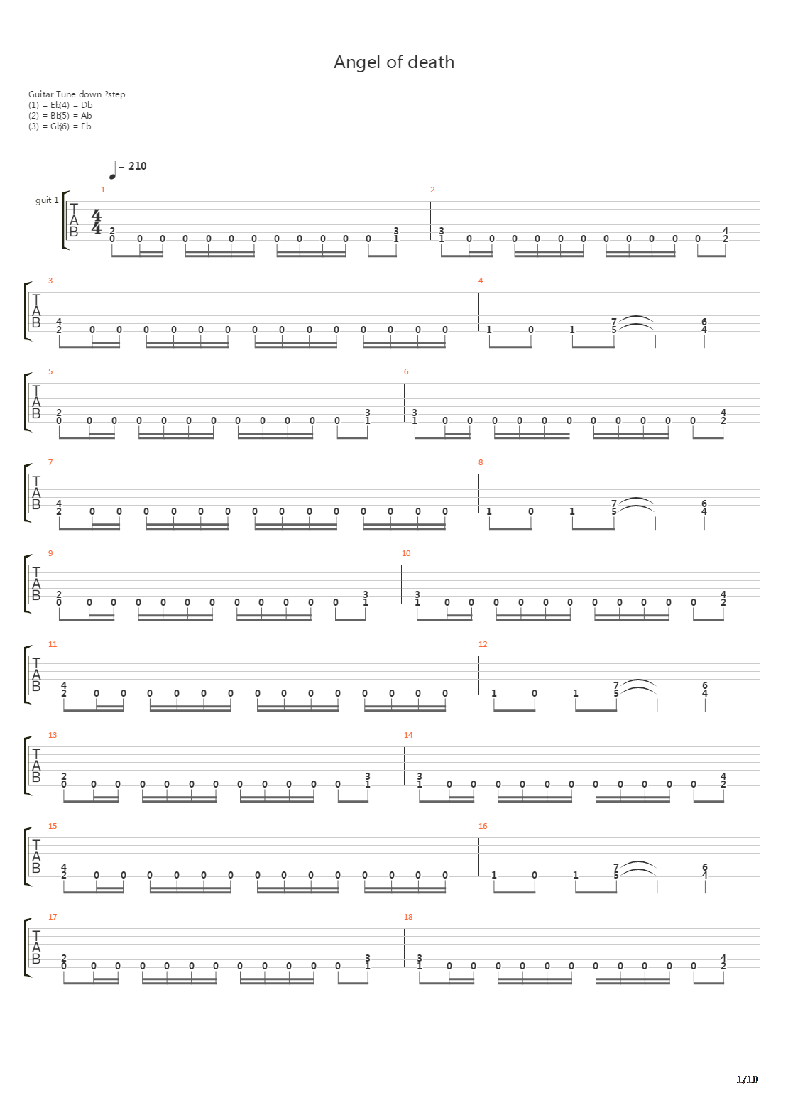 Angel Of Death吉他谱