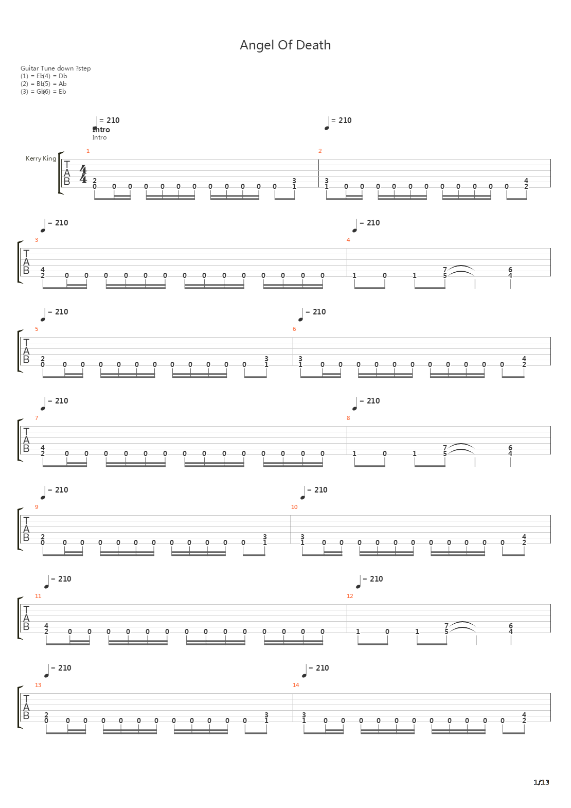 Angel Of Death吉他谱