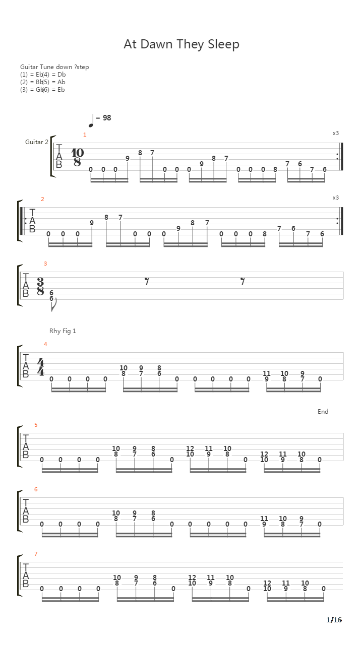 At Dawn They Sleep吉他谱