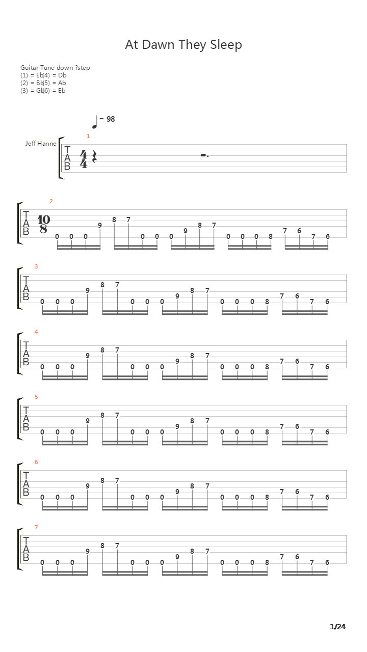 At Dawn They Sleep吉他谱