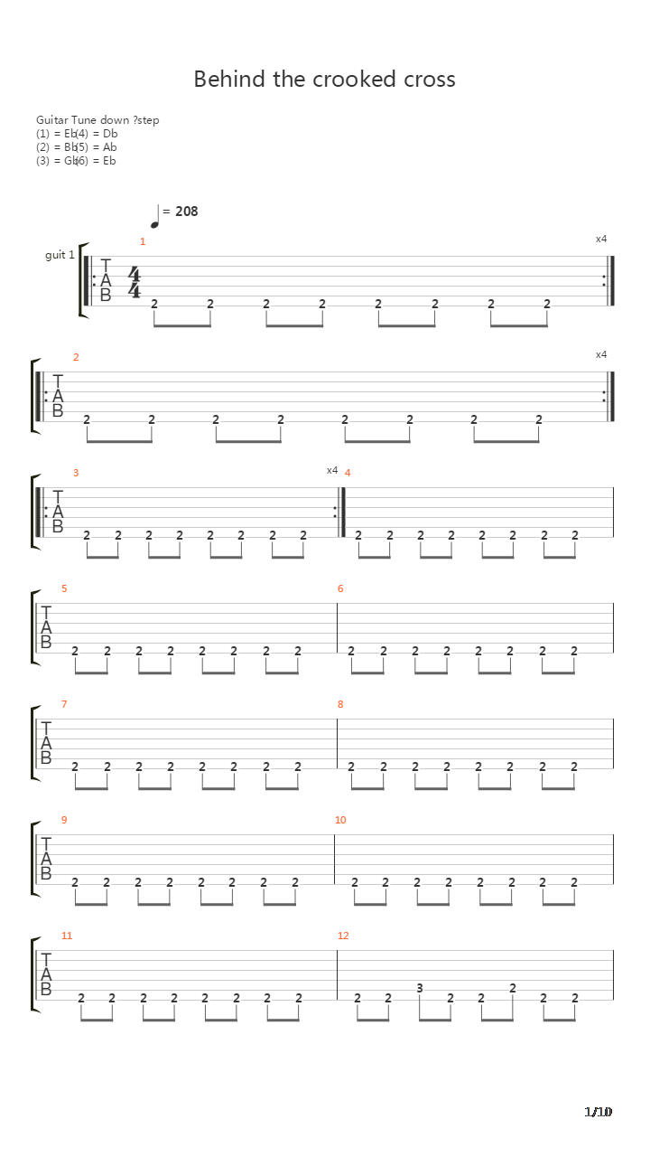 Behind The Crooked Cross吉他谱
