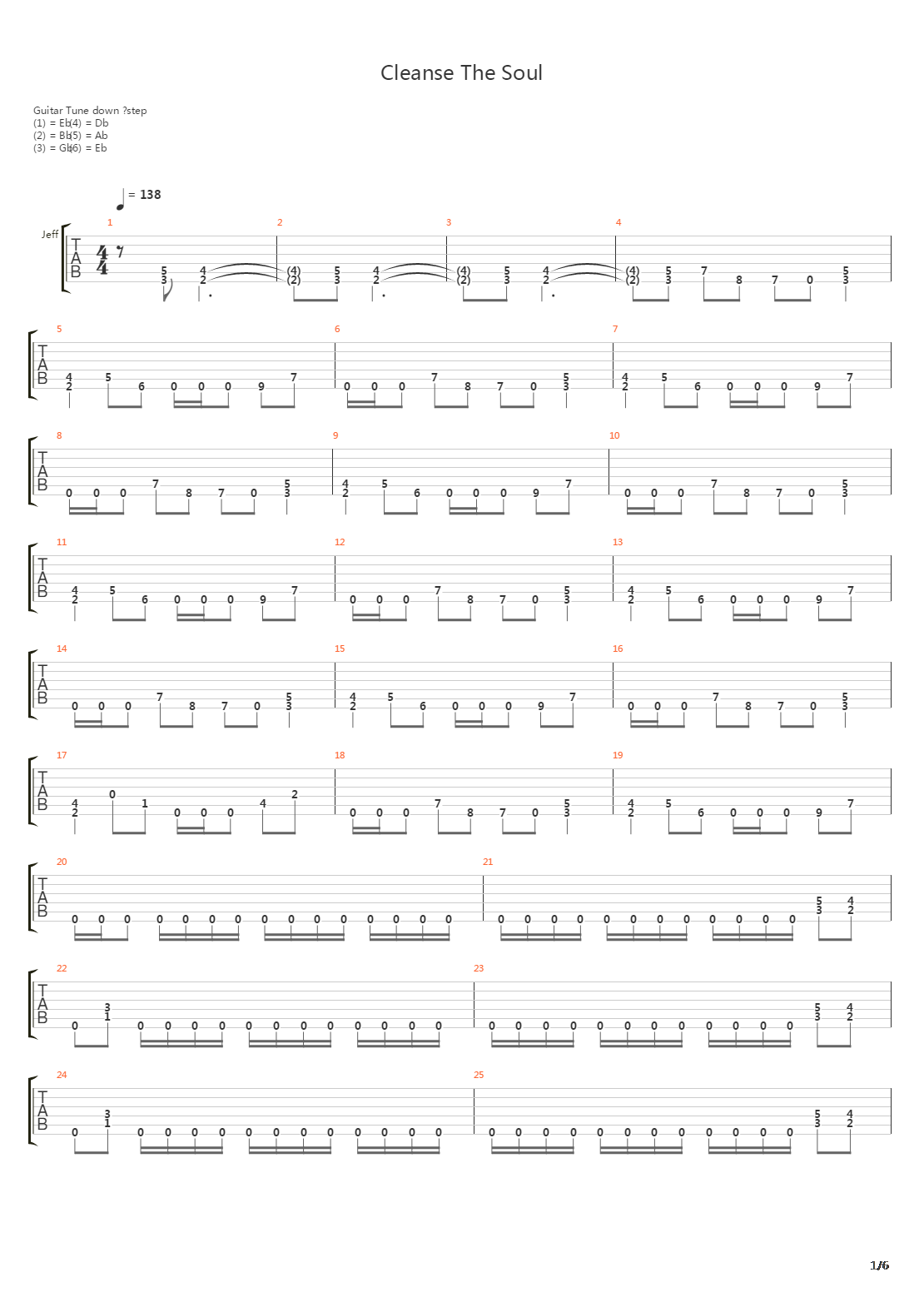 Cleanse The Soul吉他谱