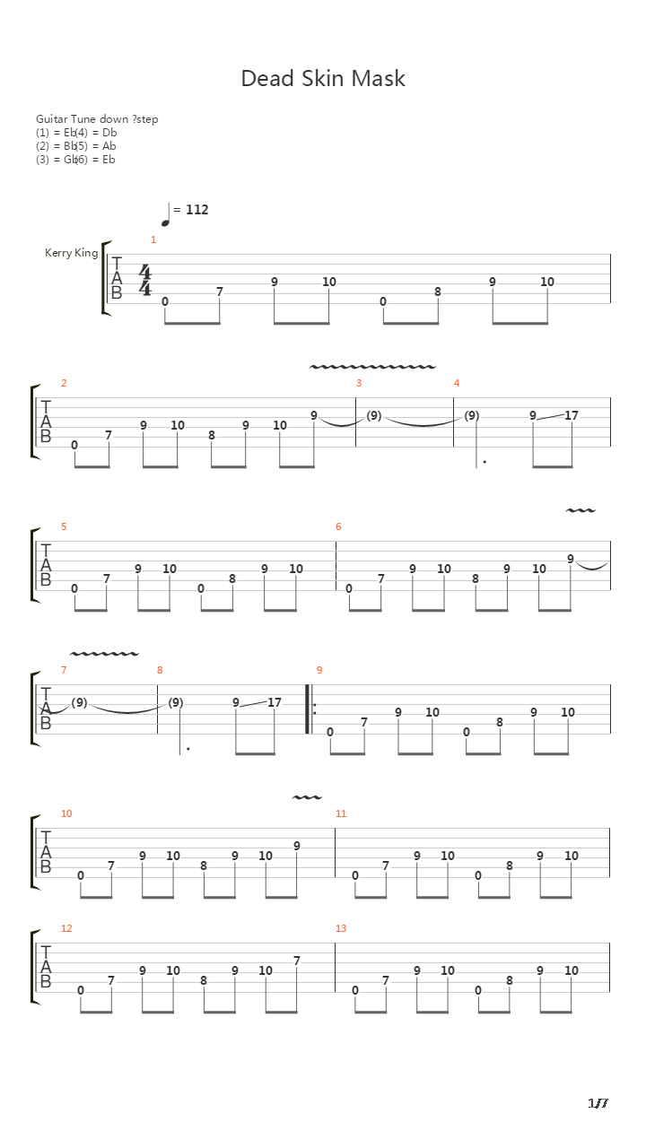 Dead Skin Mask吉他谱