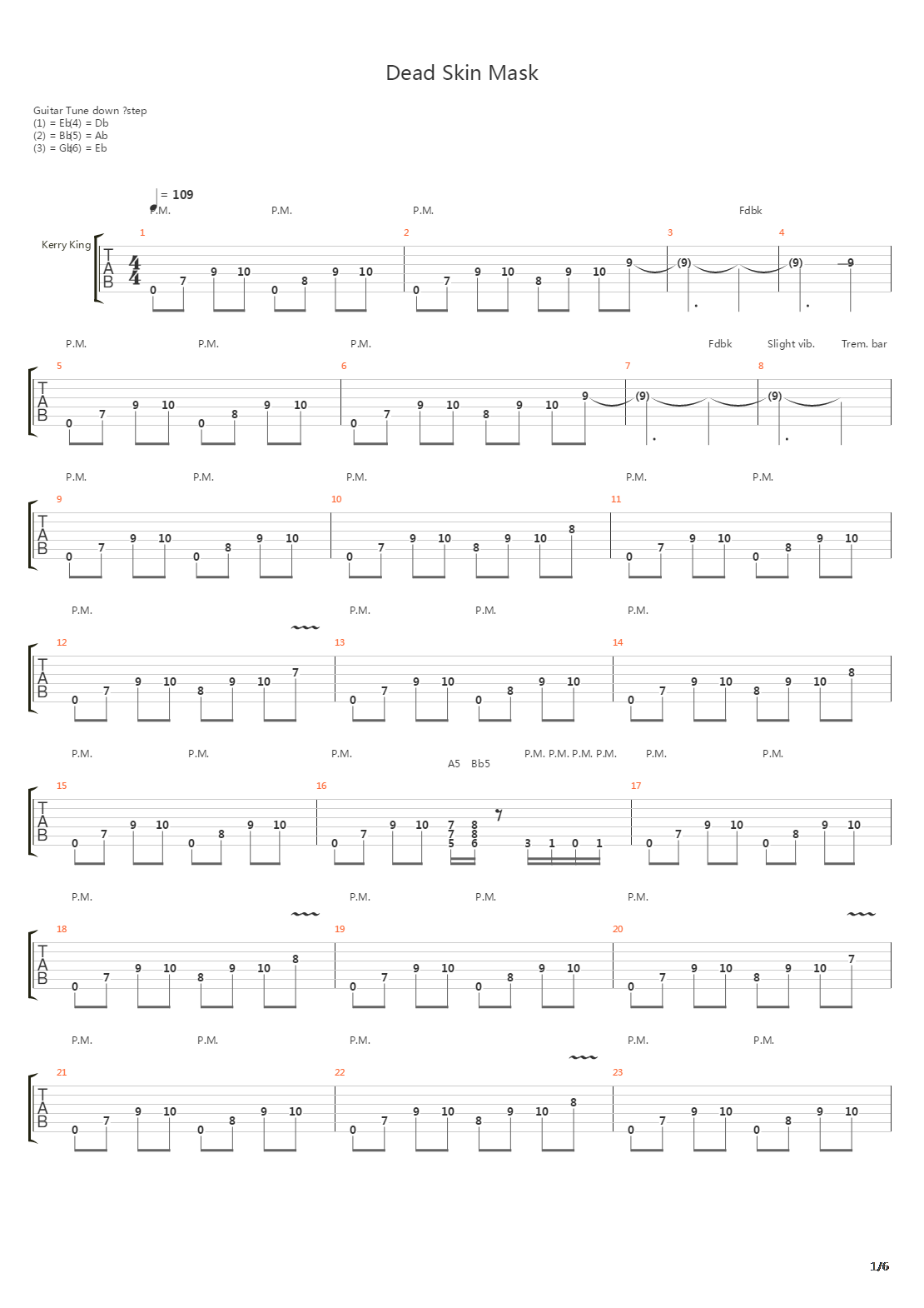 Dead Skin Mask吉他谱