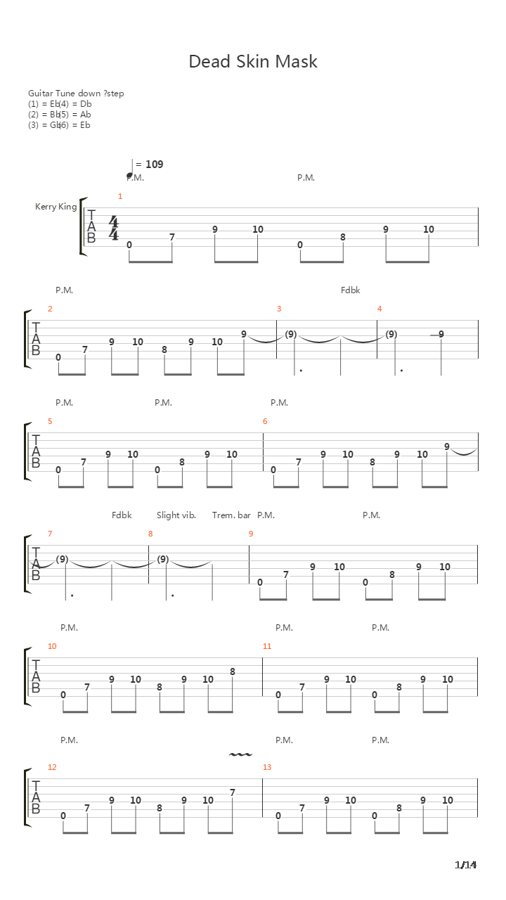 Dead Skin Mask吉他谱