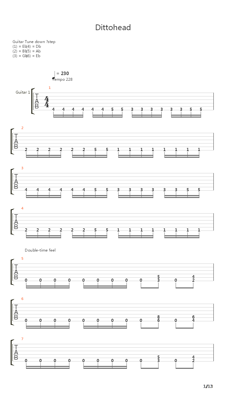 Dittohead吉他谱