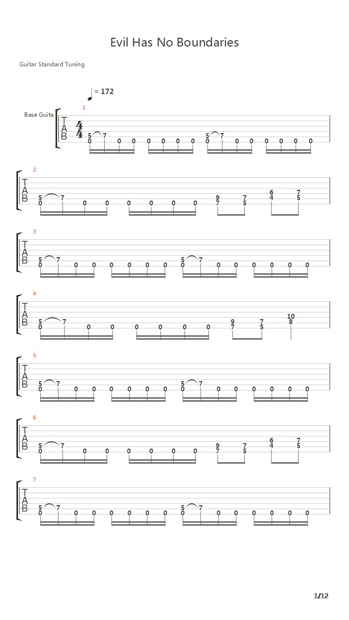 Evil Has No Boundaries吉他谱