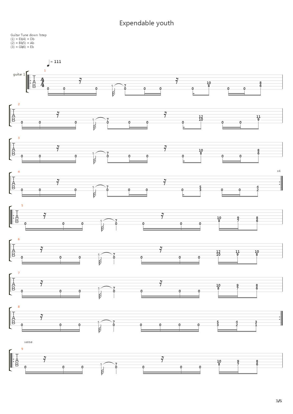 Expendable Youth吉他谱