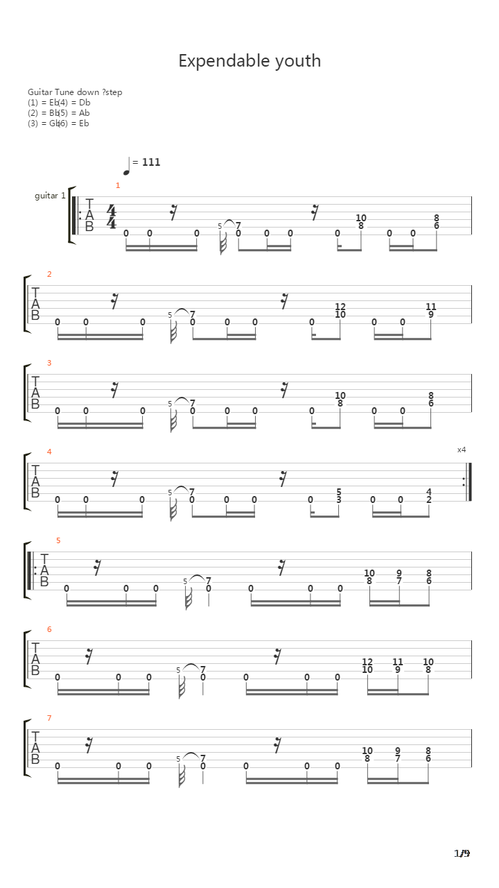 Expendable Youth吉他谱