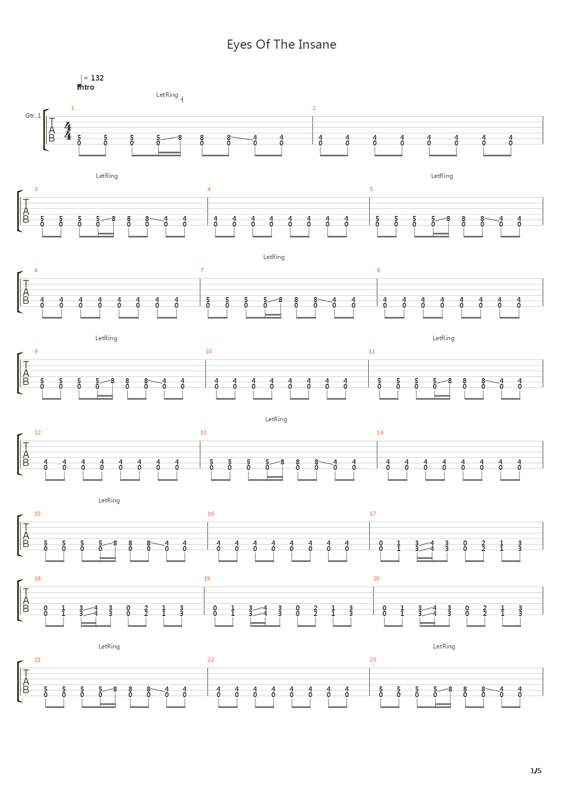 Eyes Of The Insane吉他谱