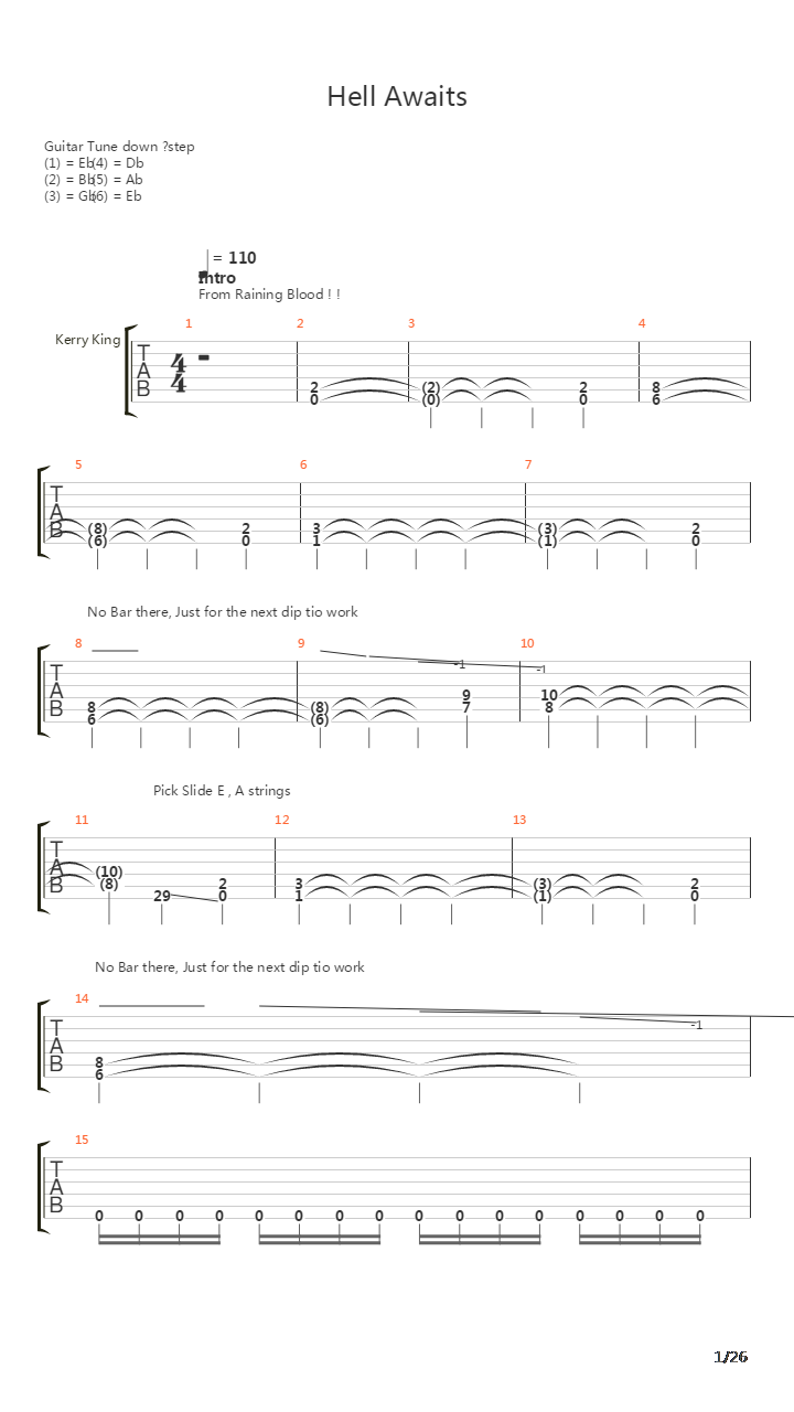 Hell Awaits吉他谱