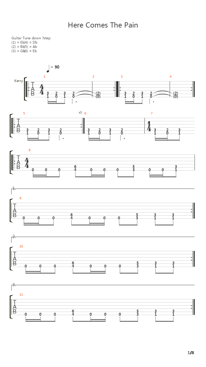 Here Comes The Pain吉他谱