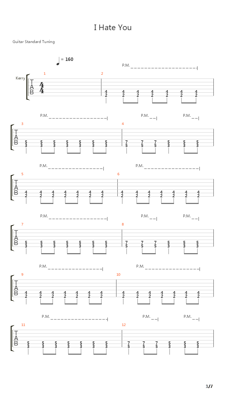 I Hate You吉他谱