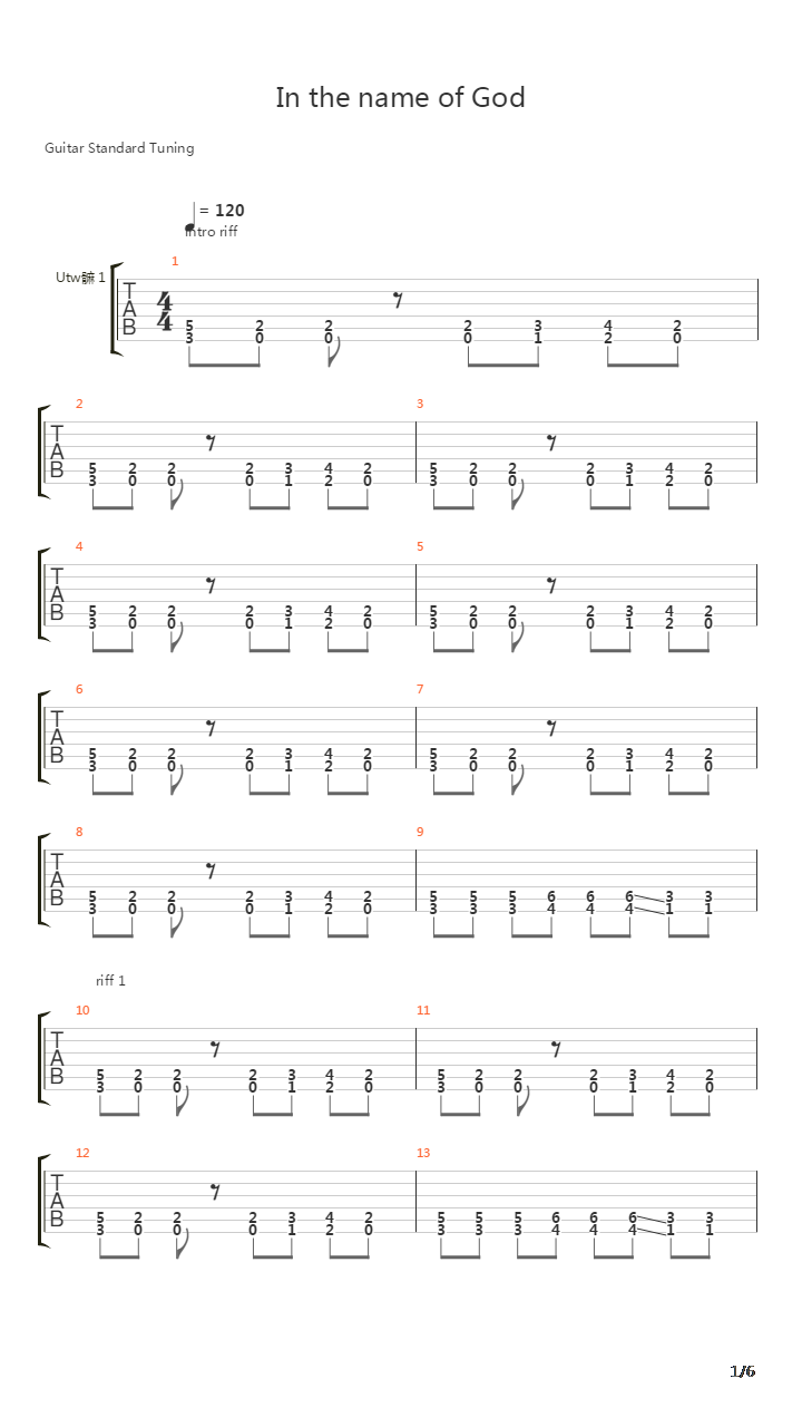 In The Name Of God吉他谱