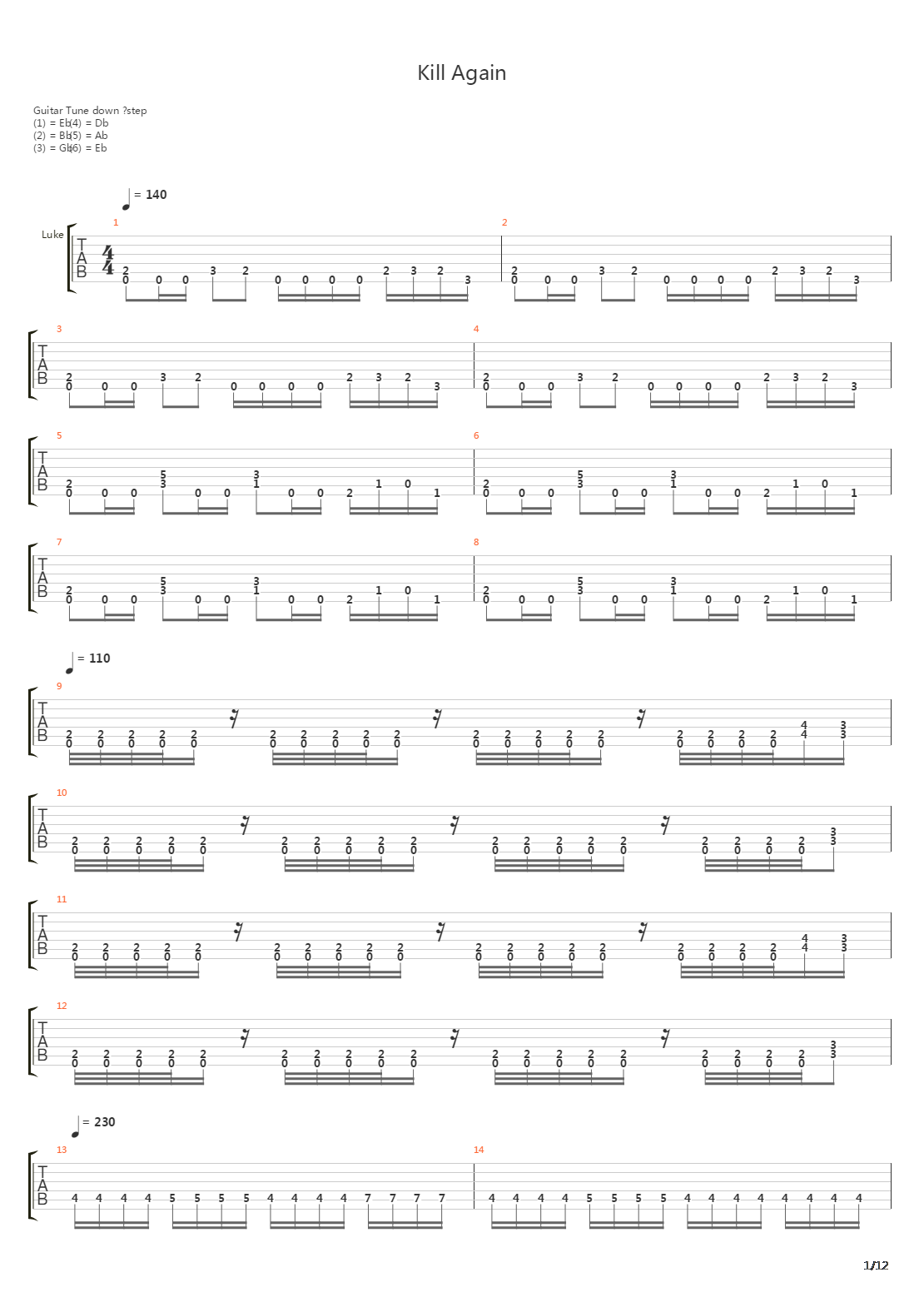Kill Again吉他谱