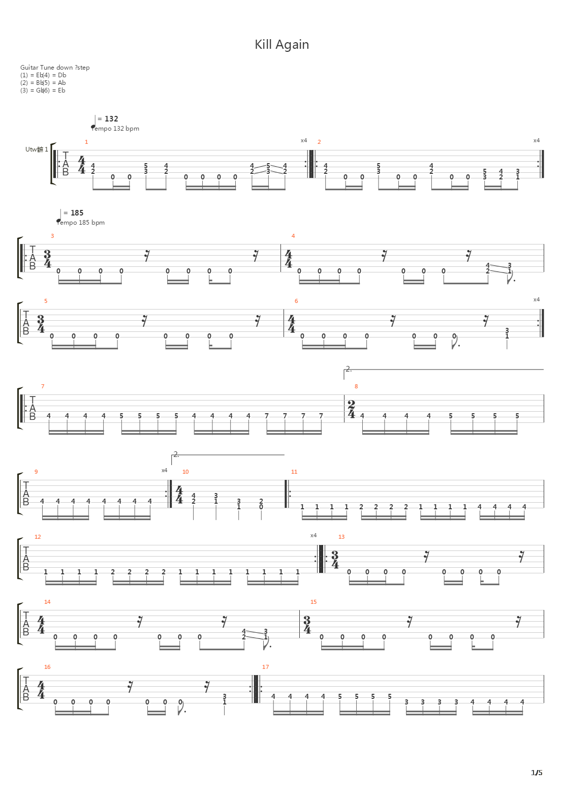 Kill Again吉他谱