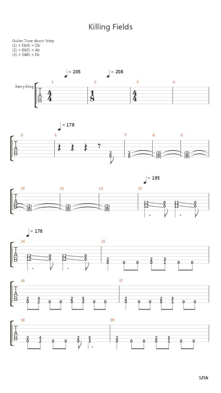 Killing Fields吉他谱