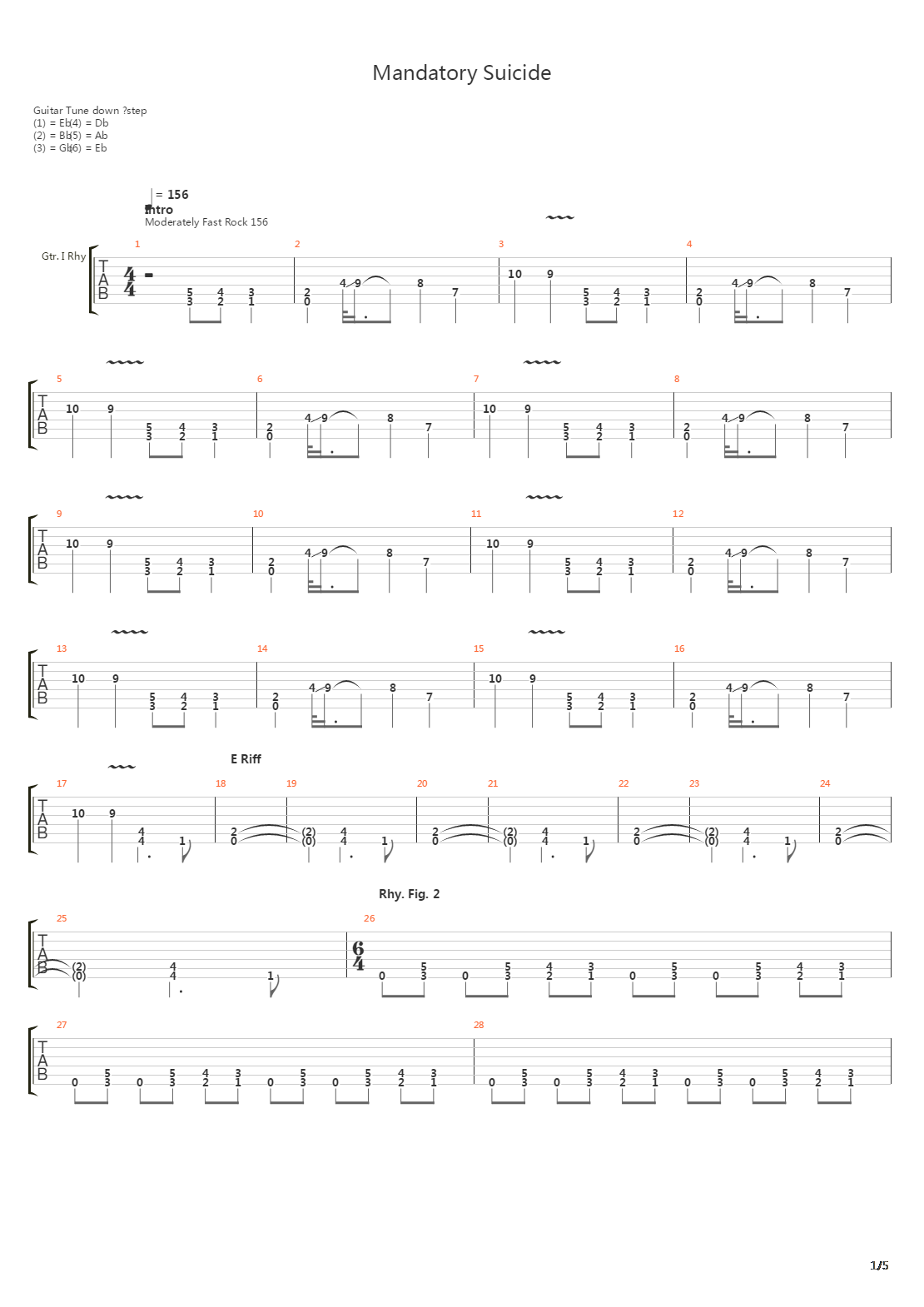 Mandatory Suicide吉他谱