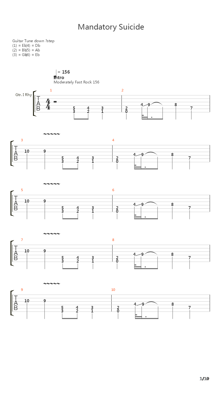 Mandatory Suicide吉他谱