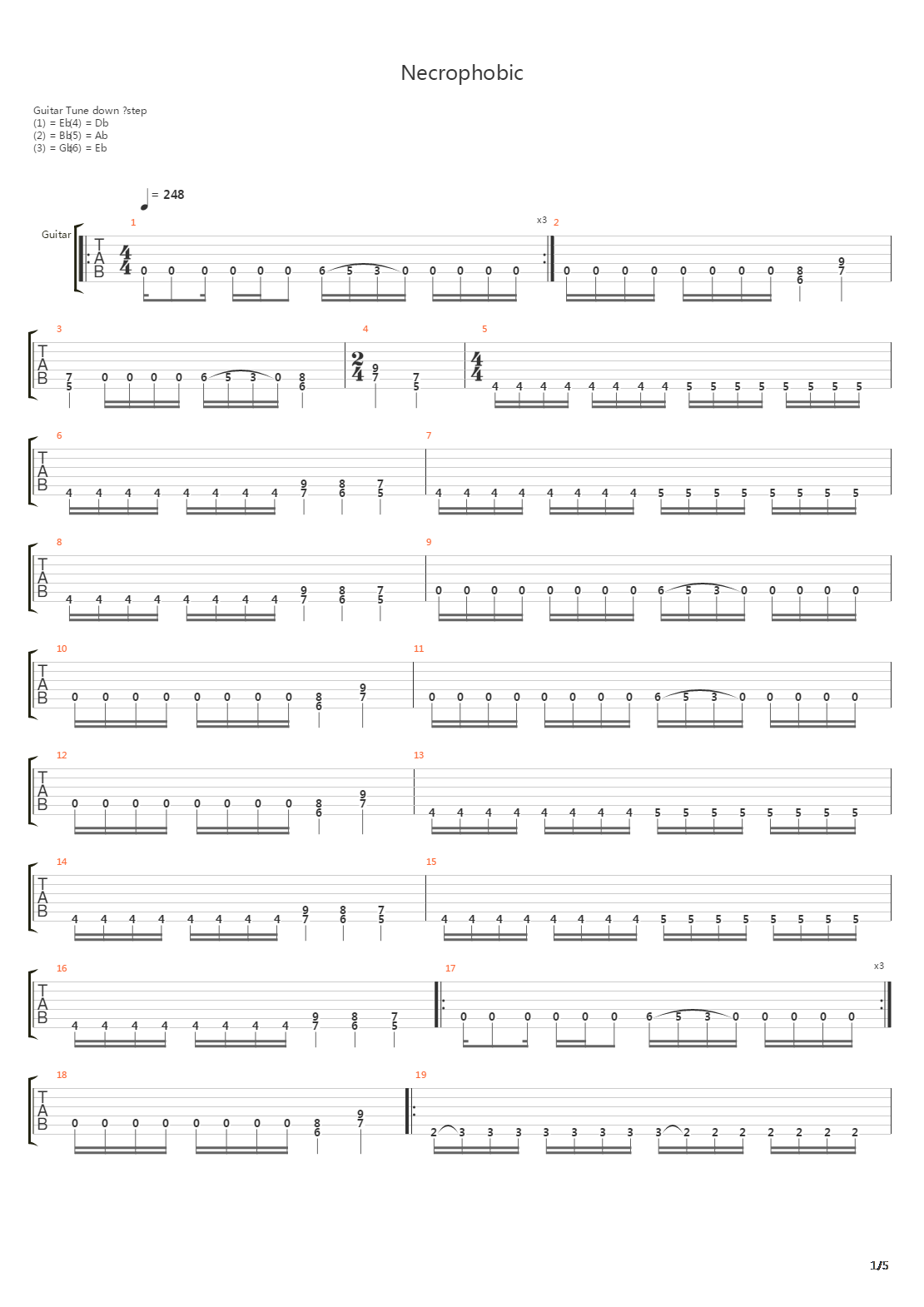 Necrophobic吉他谱