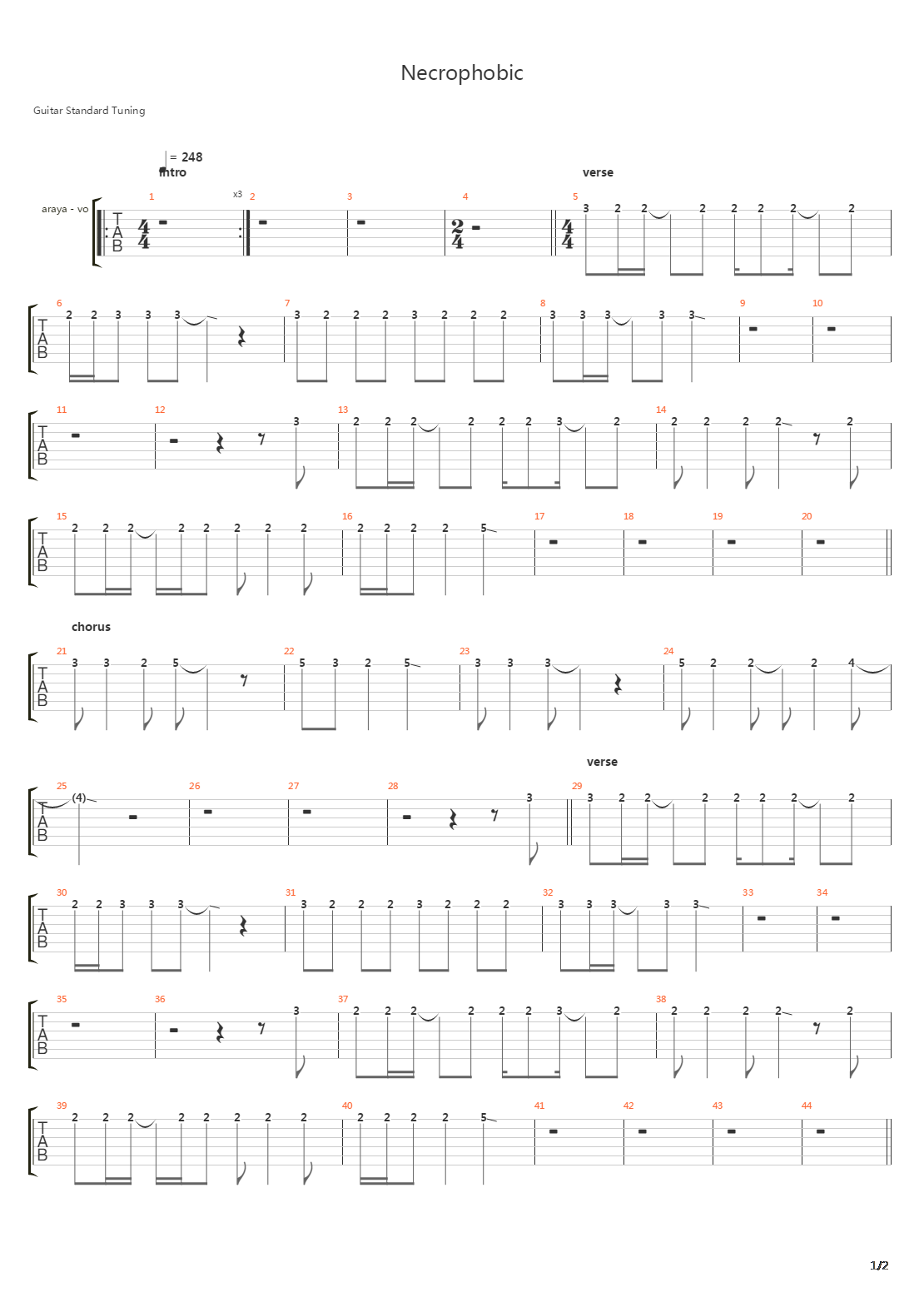 Necrophobic吉他谱