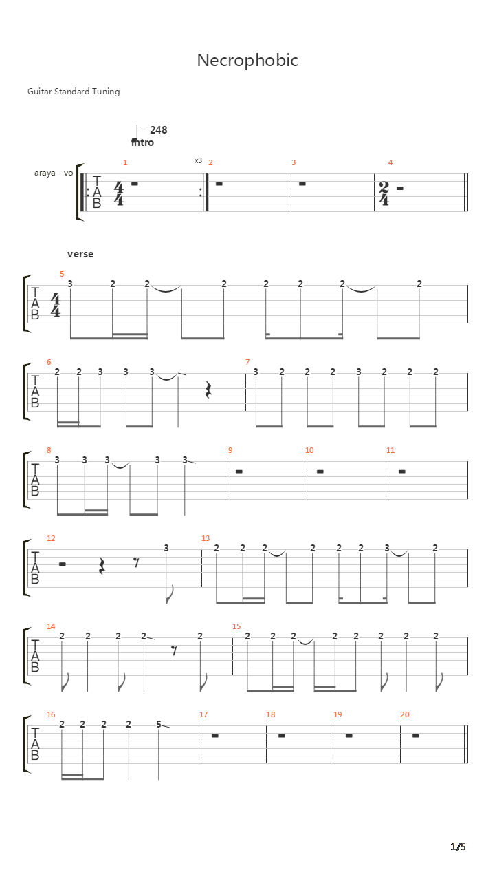 Necrophobic吉他谱