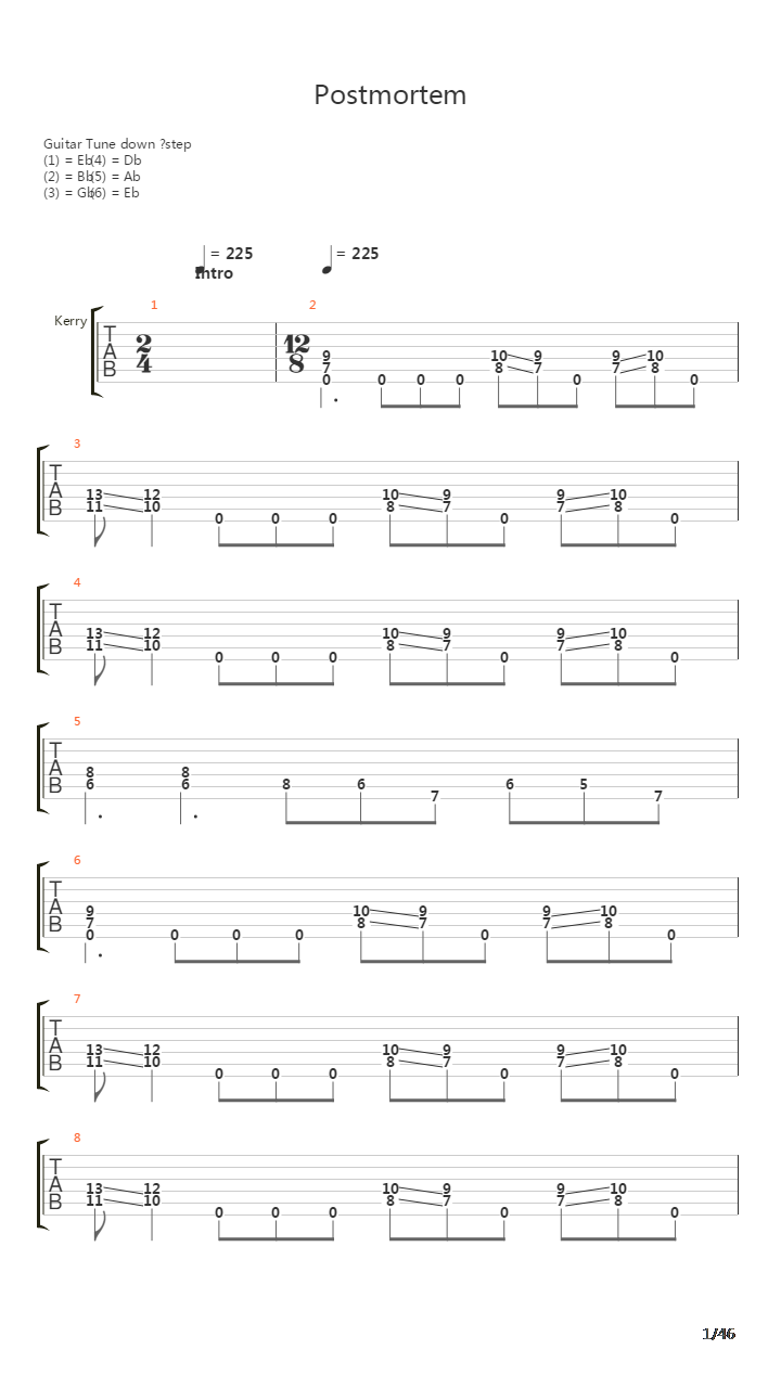 Postmortem吉他谱
