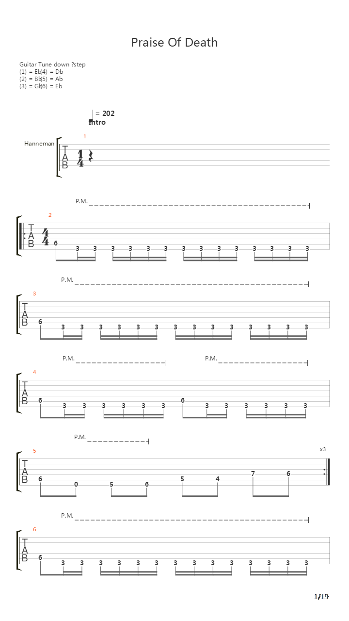 Praise Of Death吉他谱