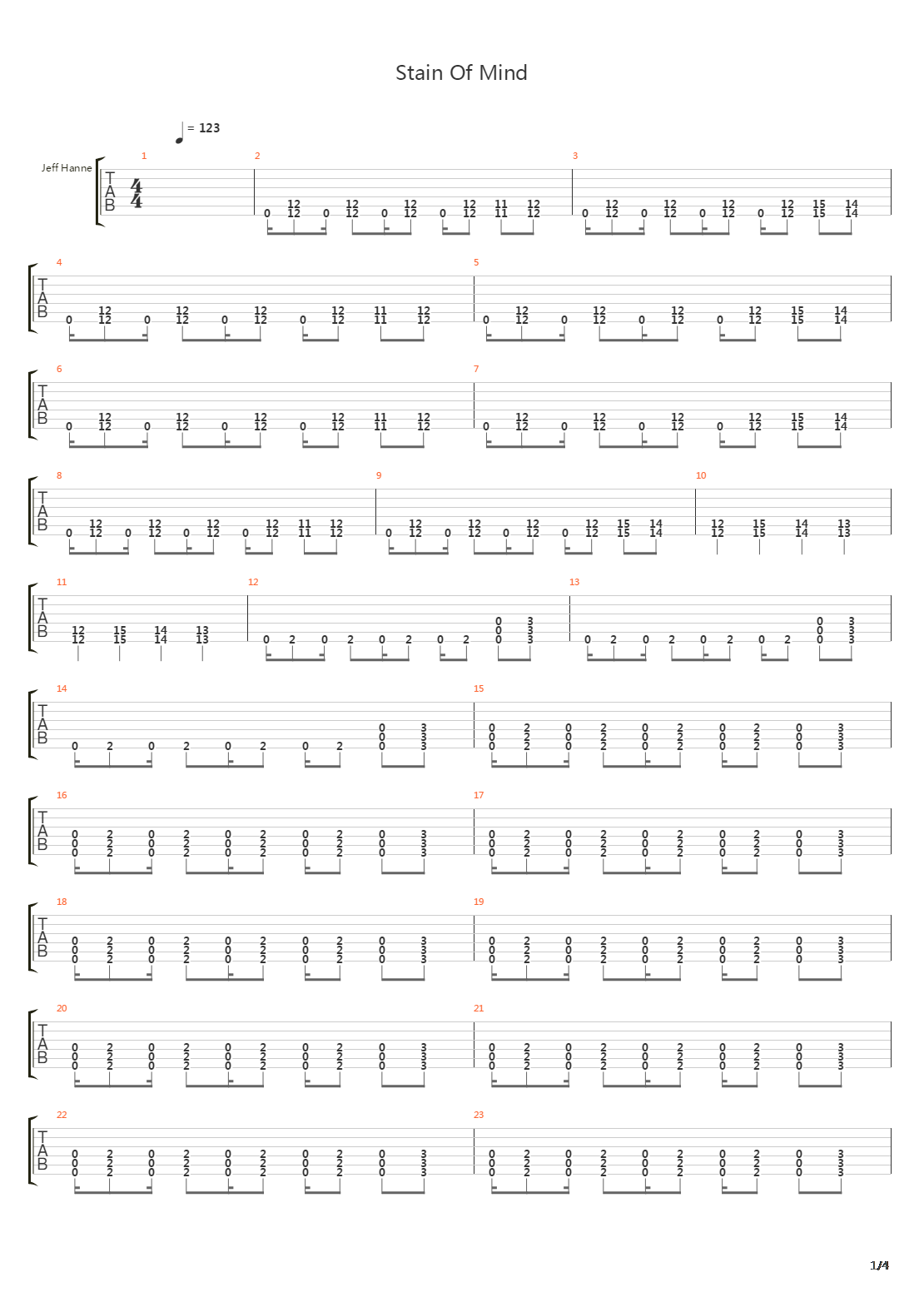 Stain Of Mind吉他谱