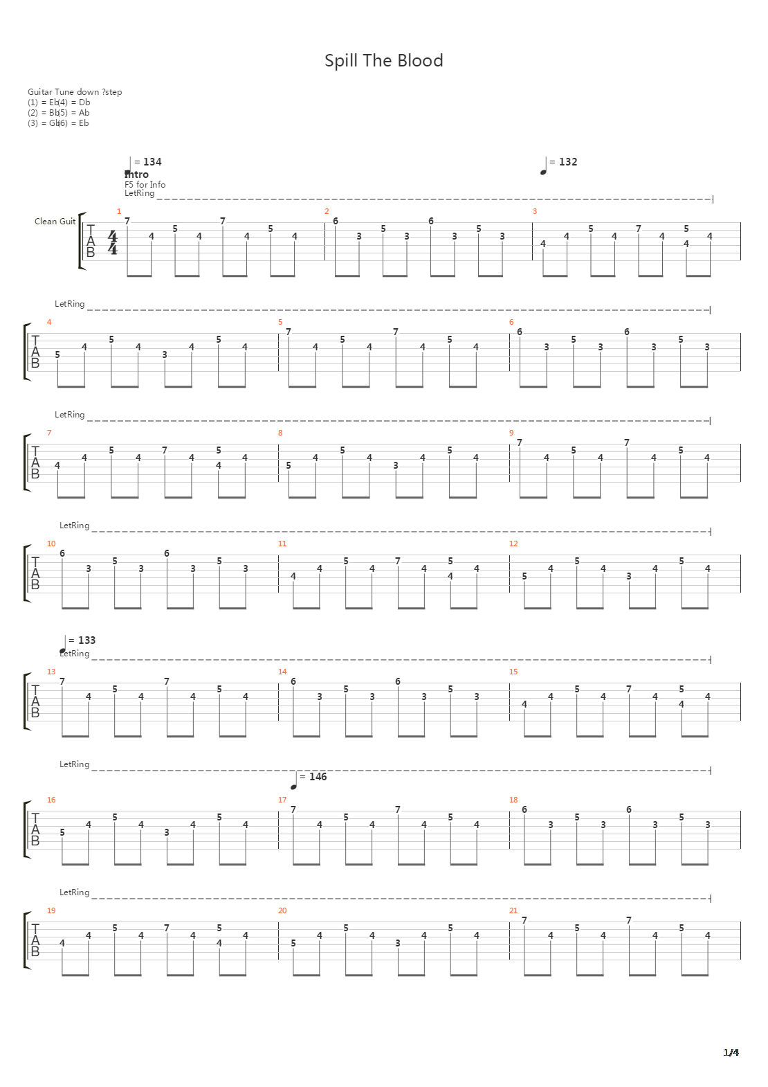 Spill The Blood吉他谱
