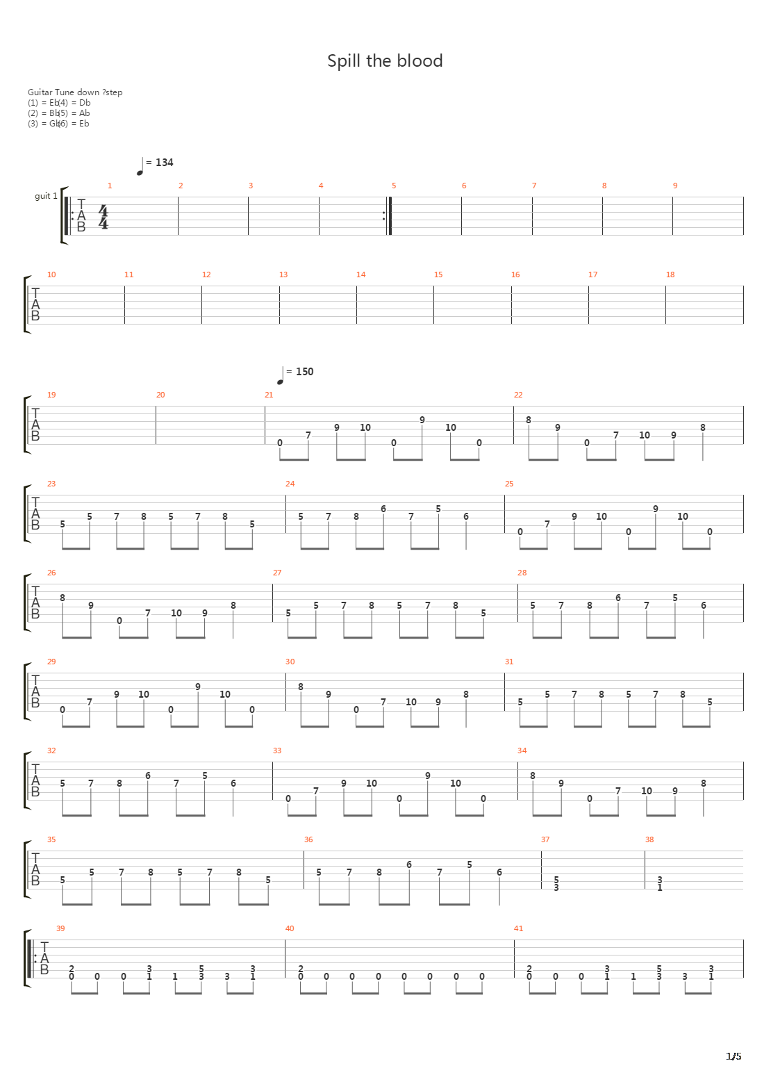 Spill The Blood吉他谱